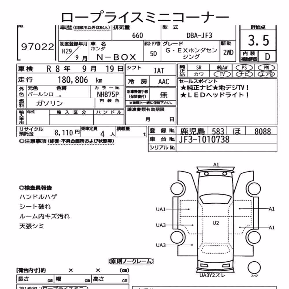 Notka aukcyjna: HONDA N-BOX G・EX HONDA SENSING