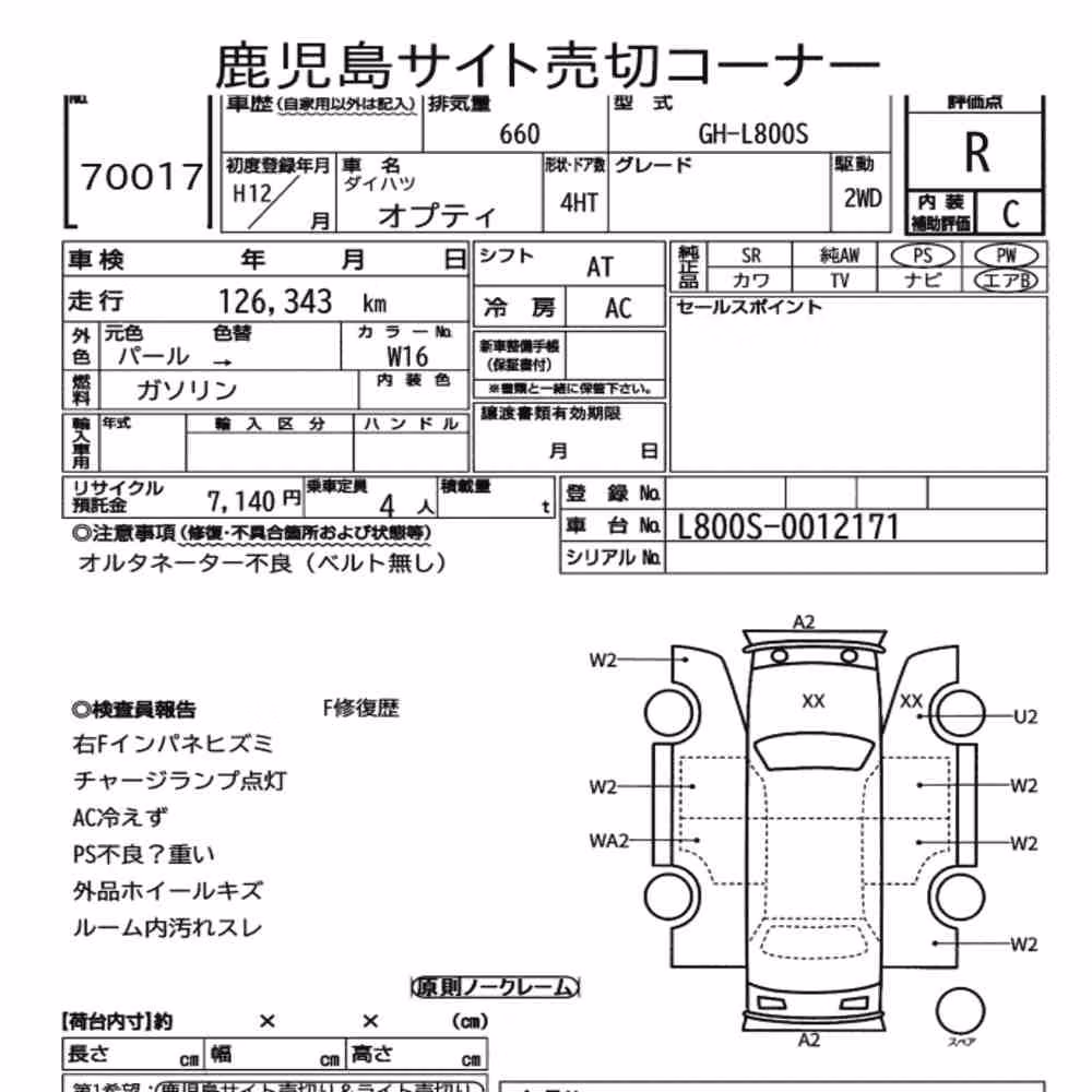 Notka aukcyjna: DAIHATSU OPTI 4HT