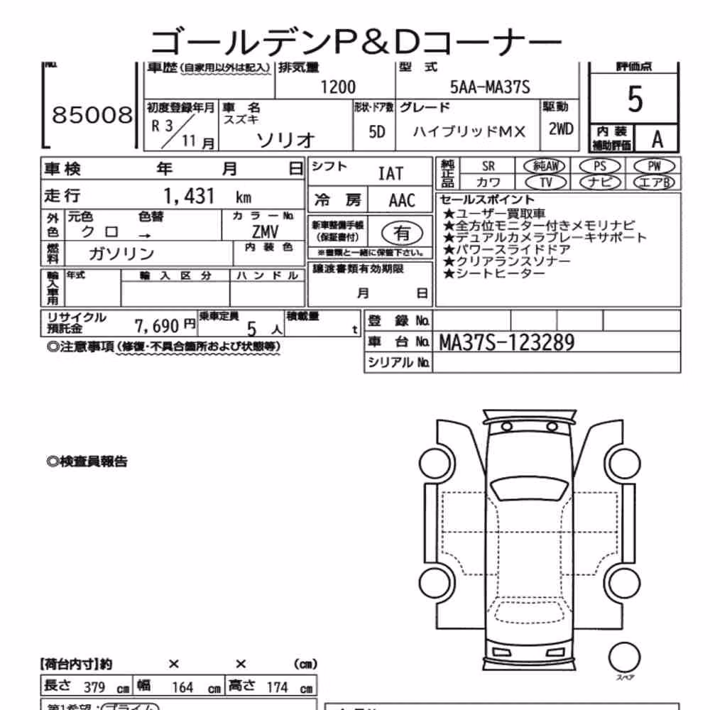 Notka aukcyjna: SUZUKI SOLIO HYBRID MX