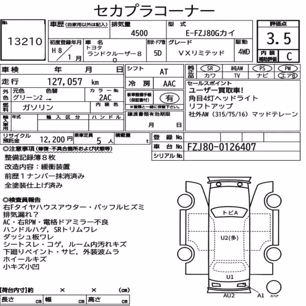 Notka aukcyjna: TOYOTA LAND CRUISER 80 4WD VX LIMITED