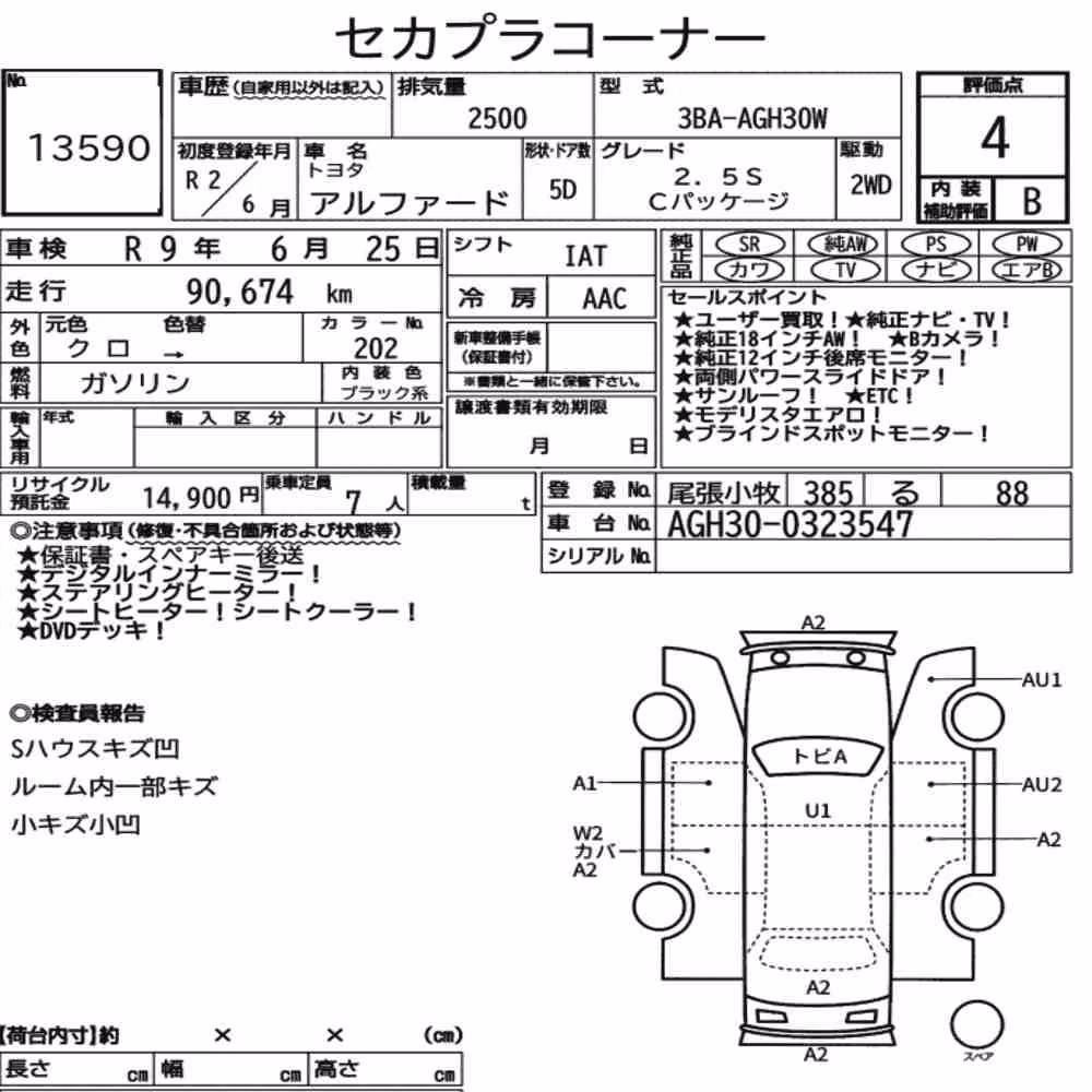 Notka aukcyjna: TOYOTA ALPHARD 2.5S C PACKAGE