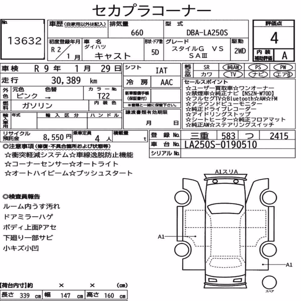 Notka aukcyjna: DAIHATSU CAST STYLE G VS SA3
