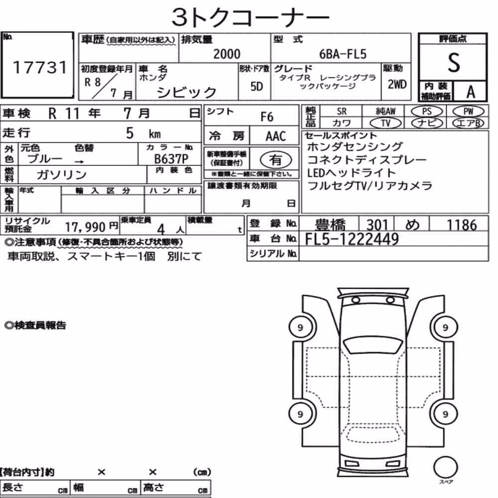 Notka aukcyjna: HONDA CIVIC 5D TYPE R RACING BLACK PACKAGE