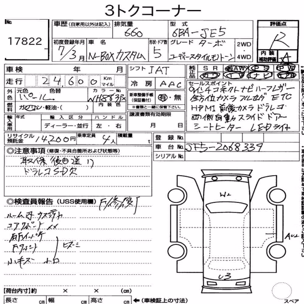 Notka aukcyjna: HONDA N-BOX CUSTOM TURBO COORDINATE STYLE MONO TONE