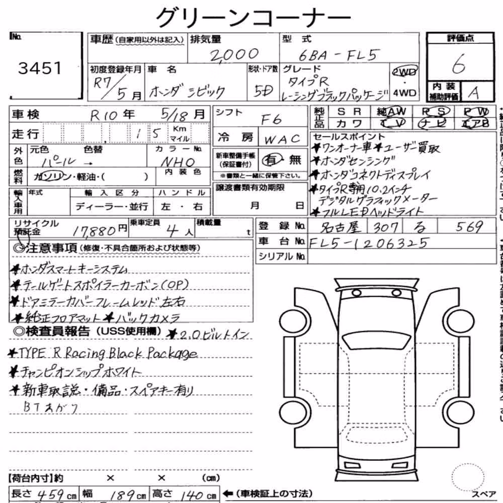 Notka aukcyjna: HONDA CIVIC 5D TYPE R RACING BLACK PACKAGE