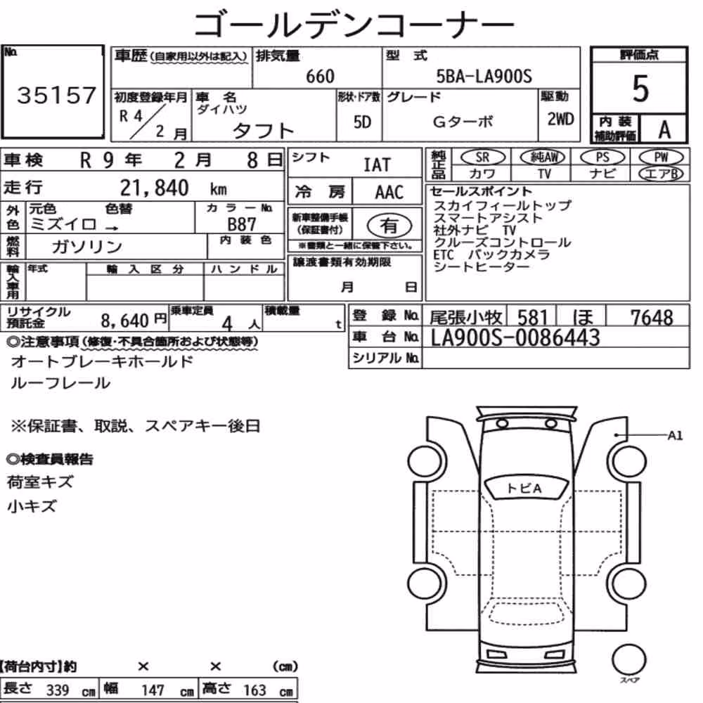 Notka aukcyjna: DAIHATSU TAFT G TURBO