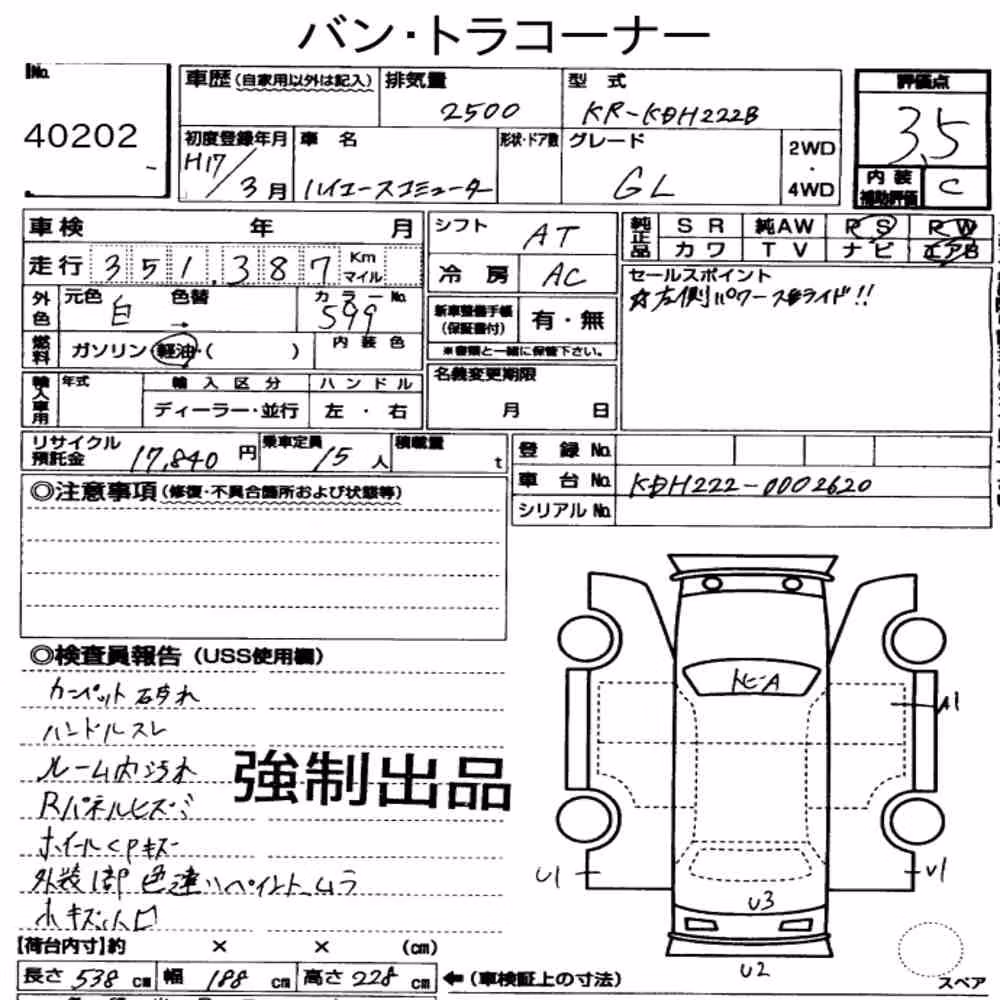 Notka aukcyjna: TOYOTA HIACE COMMUTER 4D OTHERS