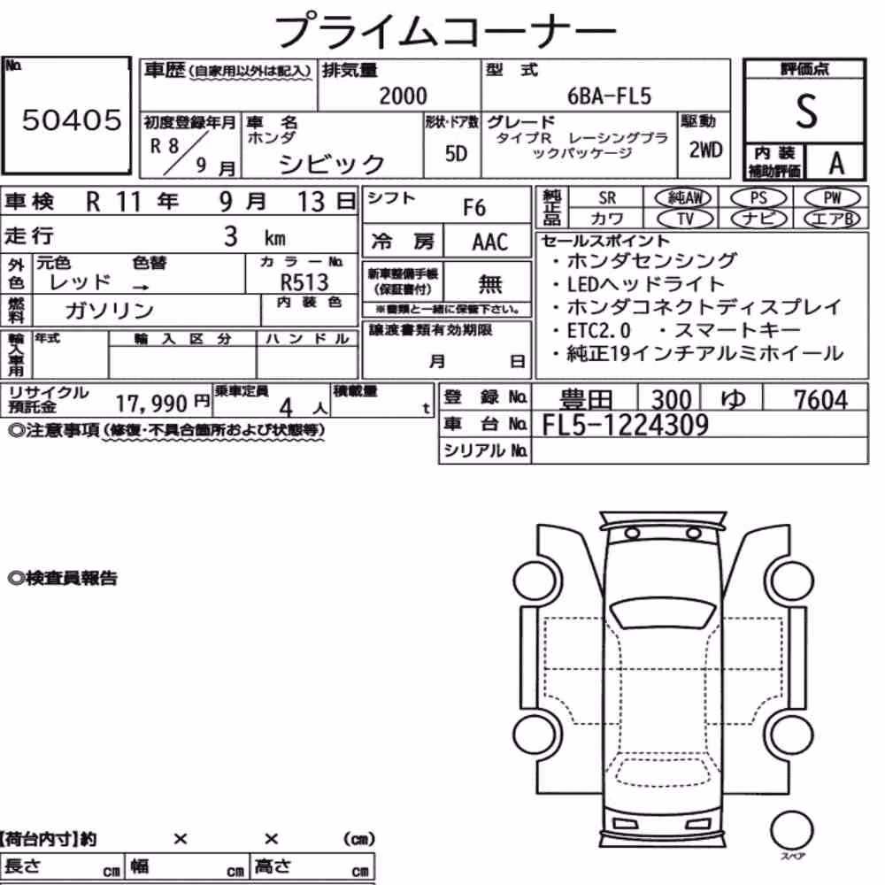 Notka aukcyjna: HONDA CIVIC 5D TYPE R RACING BLACK PACKAGE