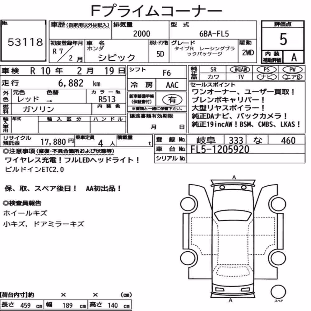Notka aukcyjna: HONDA CIVIC 5D TYPE R RACING BLACK PACKAGE