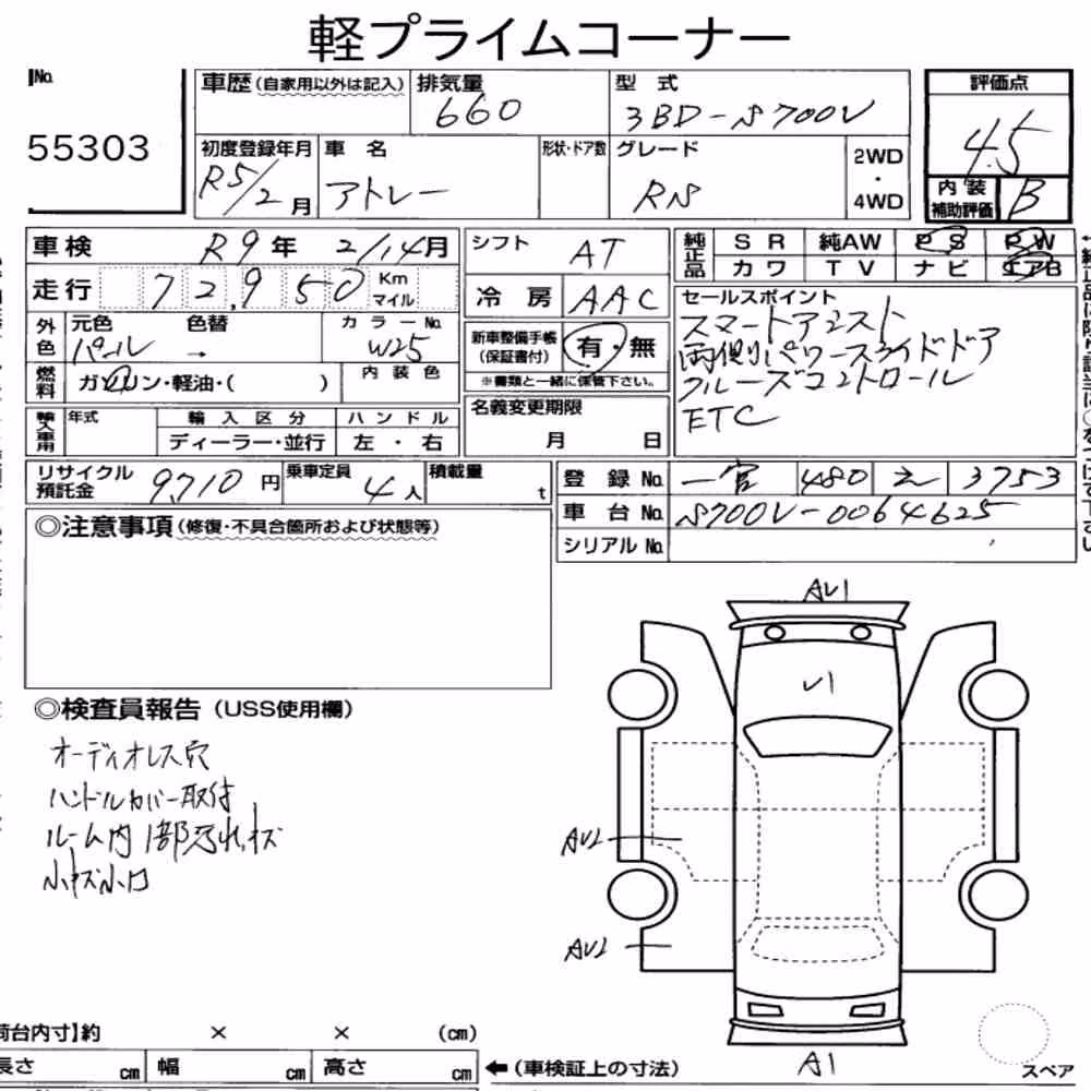 Notka aukcyjna: DAIHATSU ATRAI 5D RS