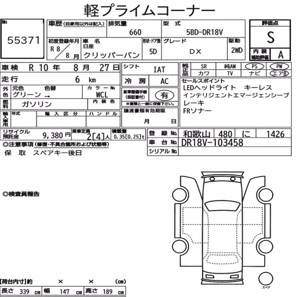 Notka aukcyjna: NISSAN CLIPPER VAN DX