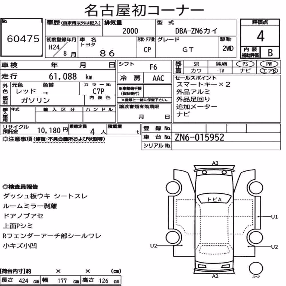 Notka aukcyjna: TOYOTA 86 GT