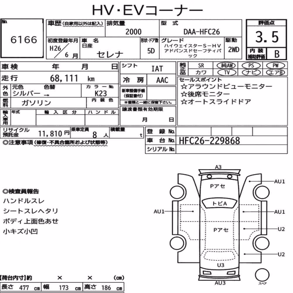 Notka aukcyjna: NISSAN SERENA 5D HIGHWAY STAR S-HYBRID ADVANCED SAFETY PA