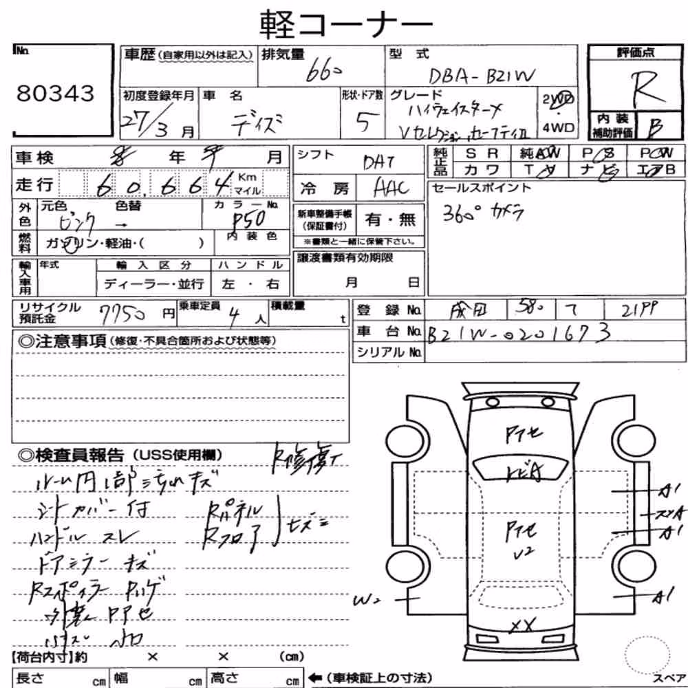 Notka aukcyjna: NISSAN DAYZ HIGHWAY STAR X V SELECTION + SAFETY Ⅱ