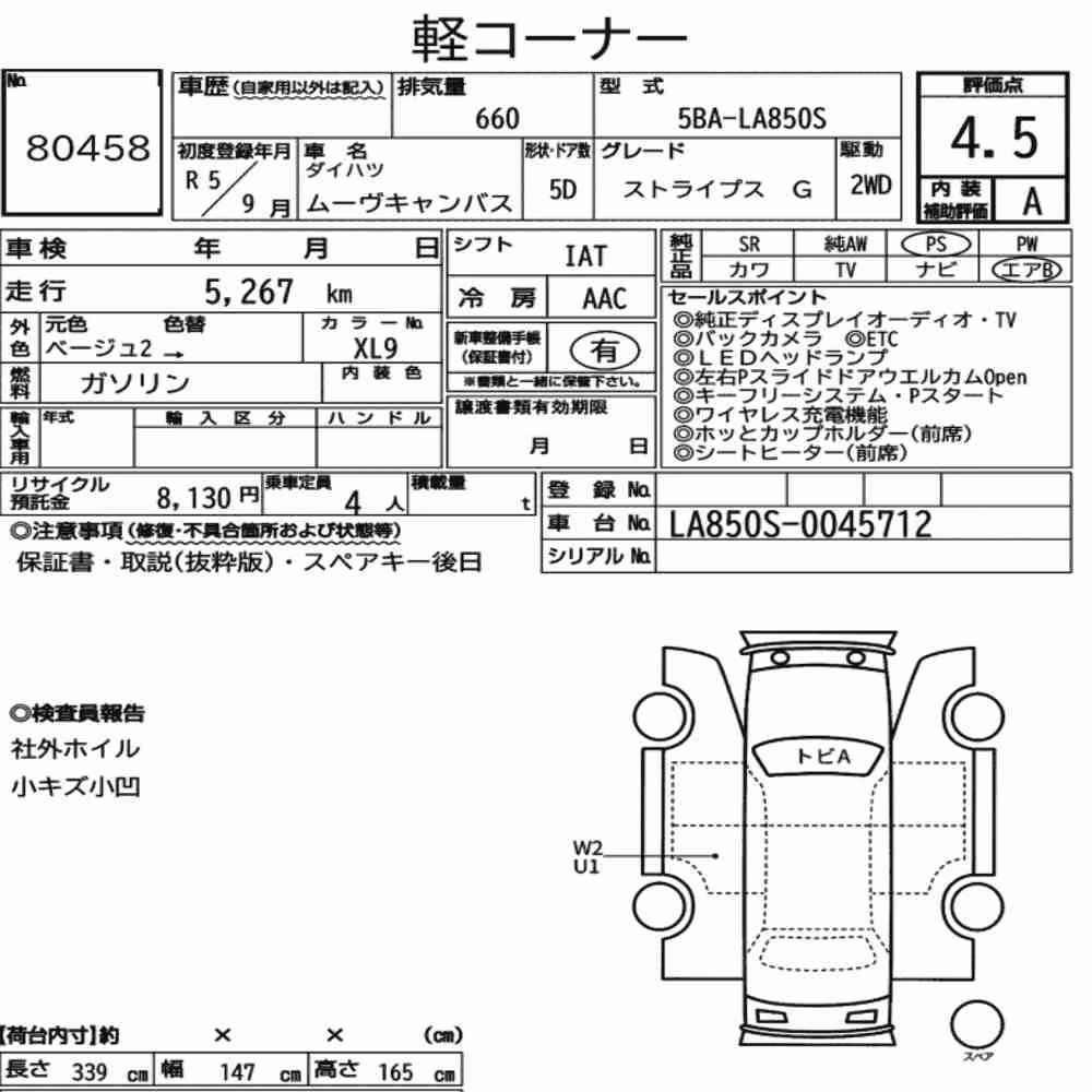 Notka aukcyjna: DAIHATSU MOVE CANBUS STRIPES G