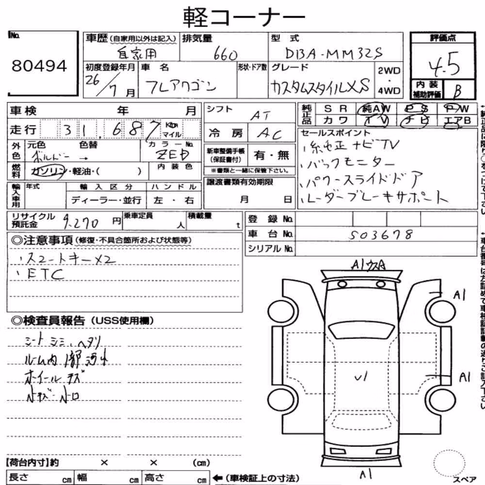 Notka aukcyjna: MAZDA FLAIR WAGON CUSTOM STYLE XS