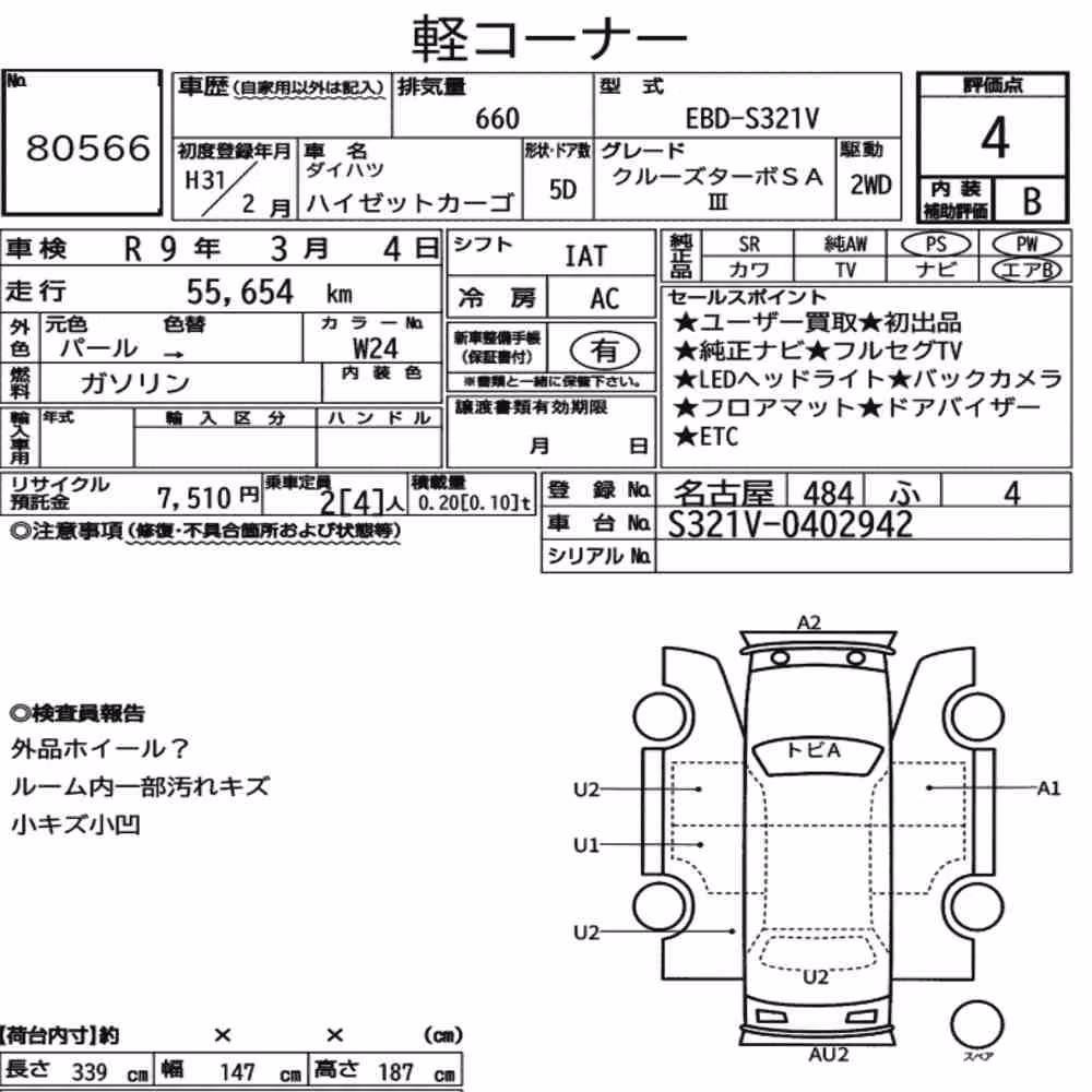 Notka aukcyjna: DAIHATSU HIJET CARGO 5D CRUISE TURBO SA Ⅲ