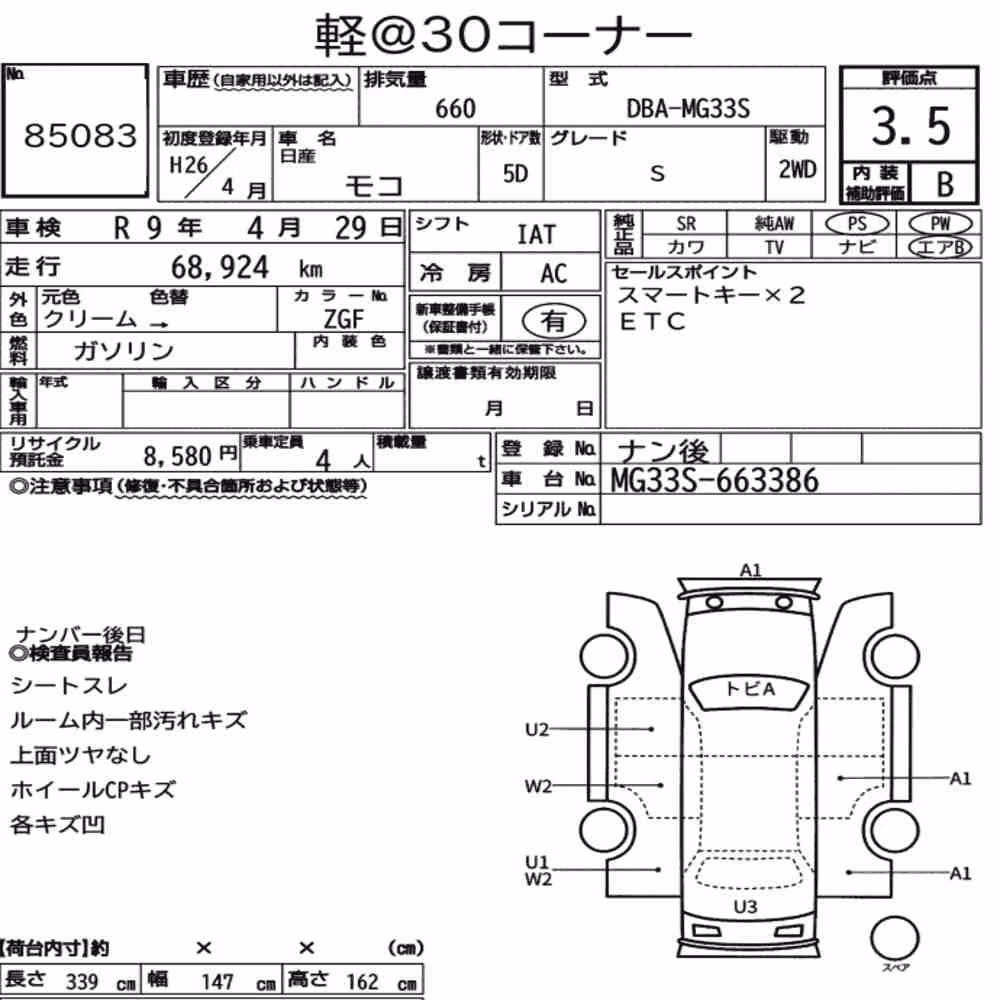 Notka aukcyjna: NISSAN MOCO S