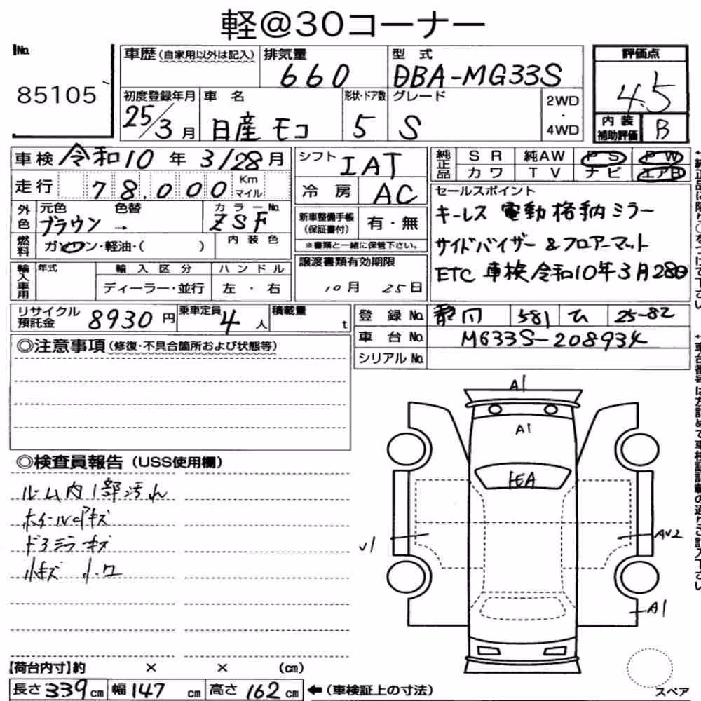 Notka aukcyjna: NISSAN MOCO S