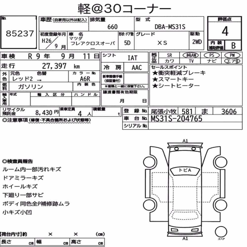 Notka aukcyjna: MAZDA FLAIR CROSSOVER XS