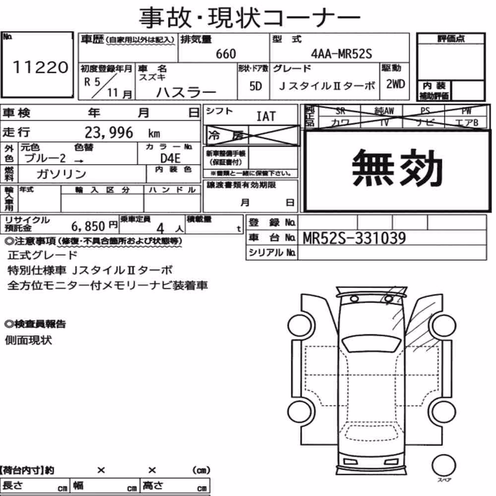 Notka aukcyjna: SUZUKI HUSTLER J STYLEⅡ TURBO