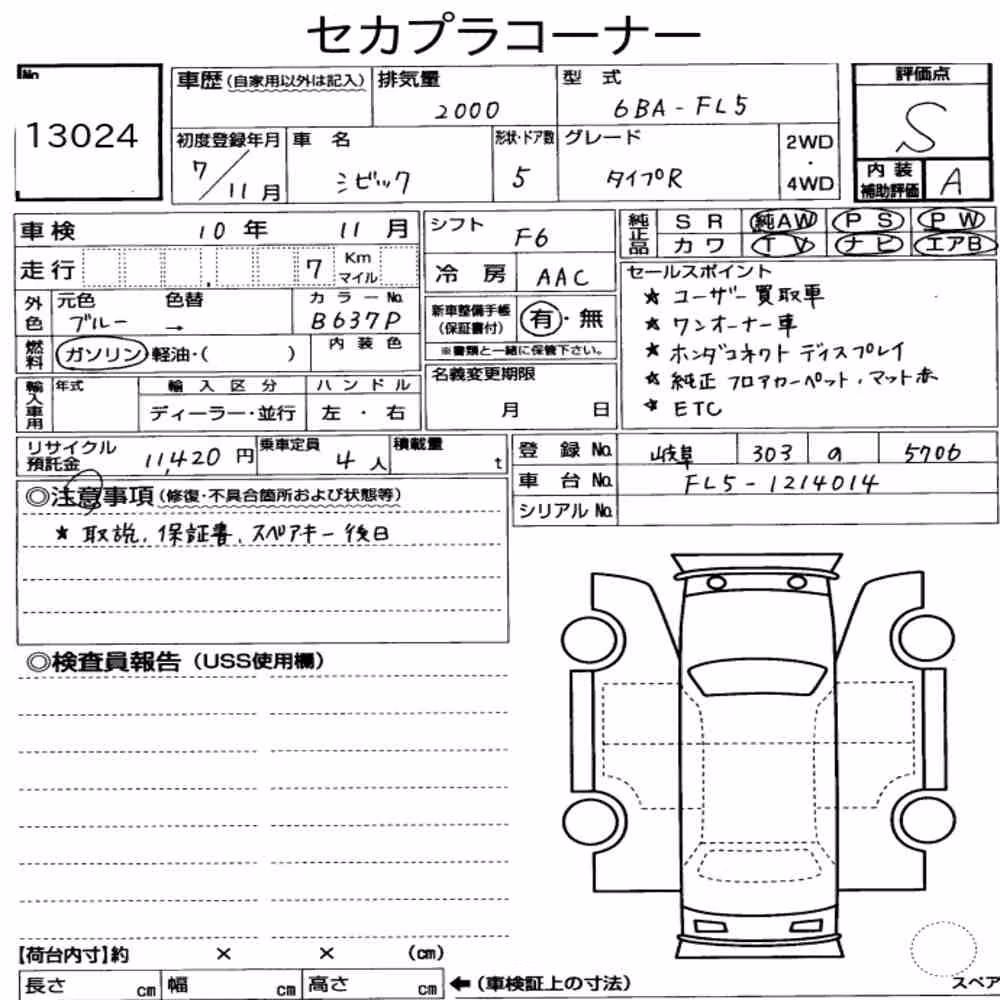 Notka aukcyjna: HONDA CIVIC 5D TYPE R
