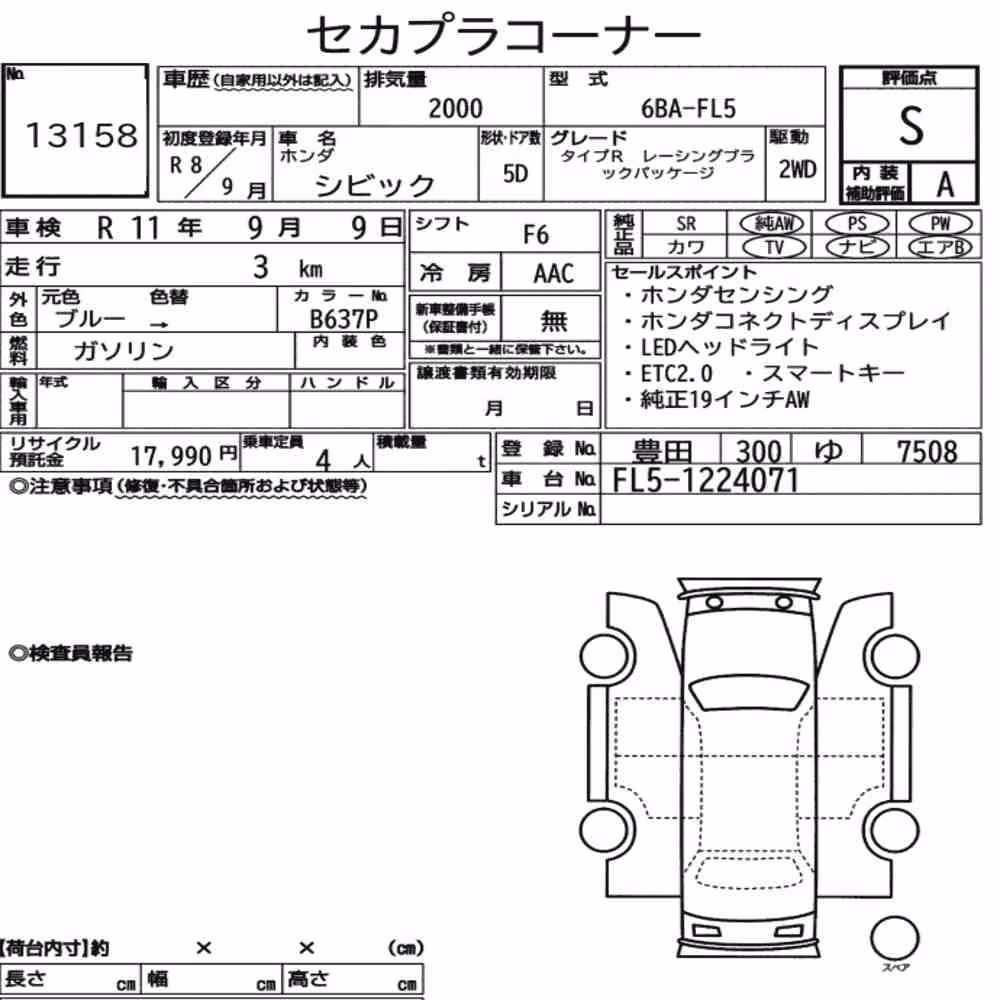 Notka aukcyjna: HONDA CIVIC 5D TYPE R RACING BLACK PACKAGE