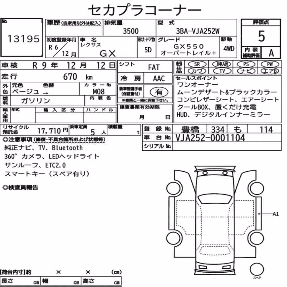 Notka aukcyjna: LEXUS GX 4WD GX550 OVERTRAIL+