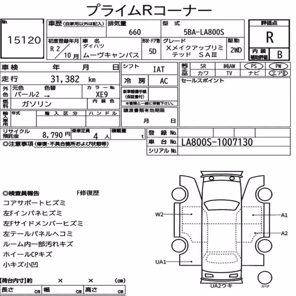 Notka aukcyjna: DAIHATSU MOVE CANBUS X MAKEUP LIMITED SA Ⅲ