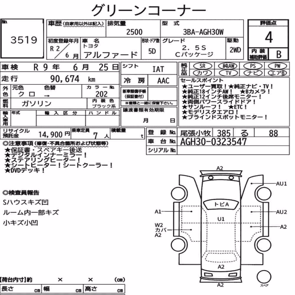 Notka aukcyjna: TOYOTA ALPHARD 2.5S C PACKAGE