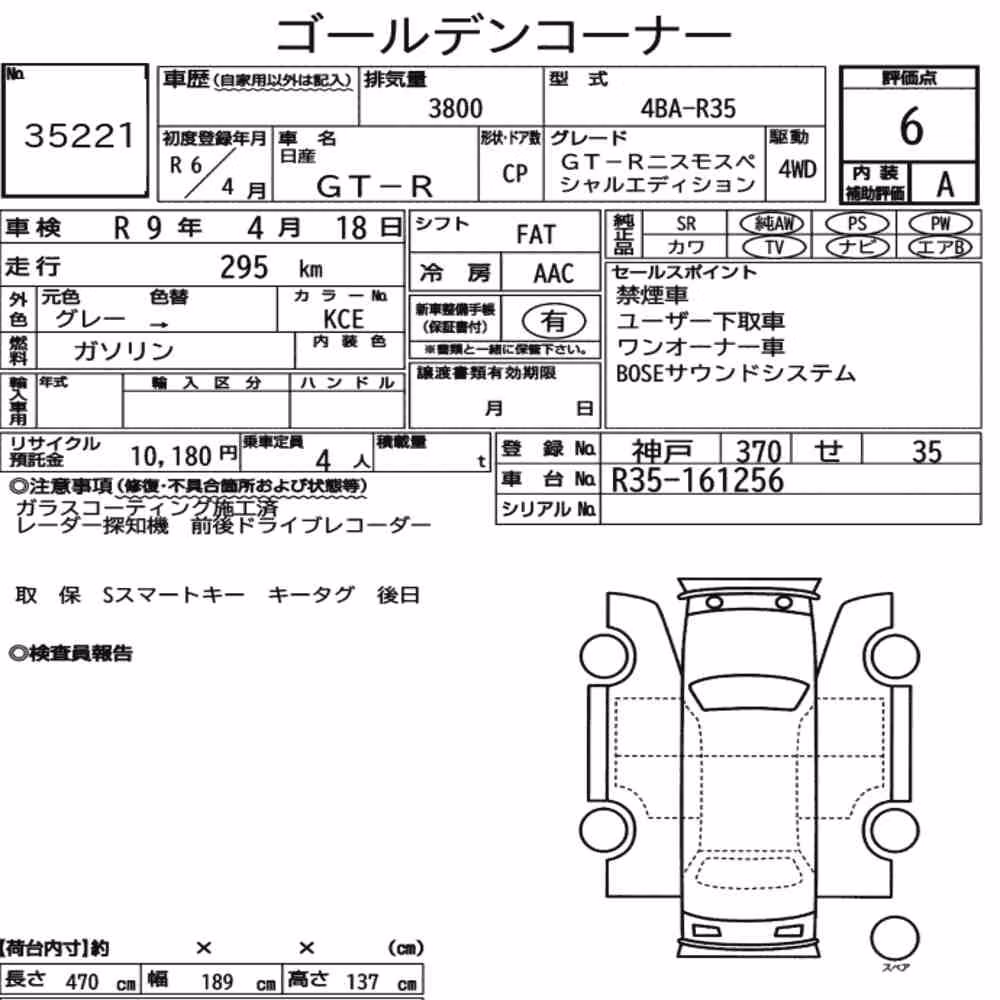 Notka aukcyjna: NISSAN GT-R 4WD GT-R NISMO SPECIAL EDITION
