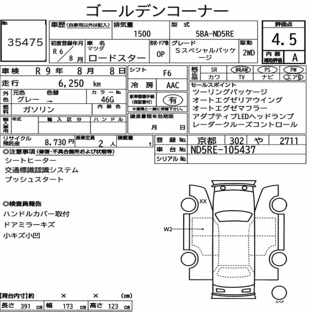 Notka aukcyjna: MAZDA ROADSTER S SPECIAL PACKAGE