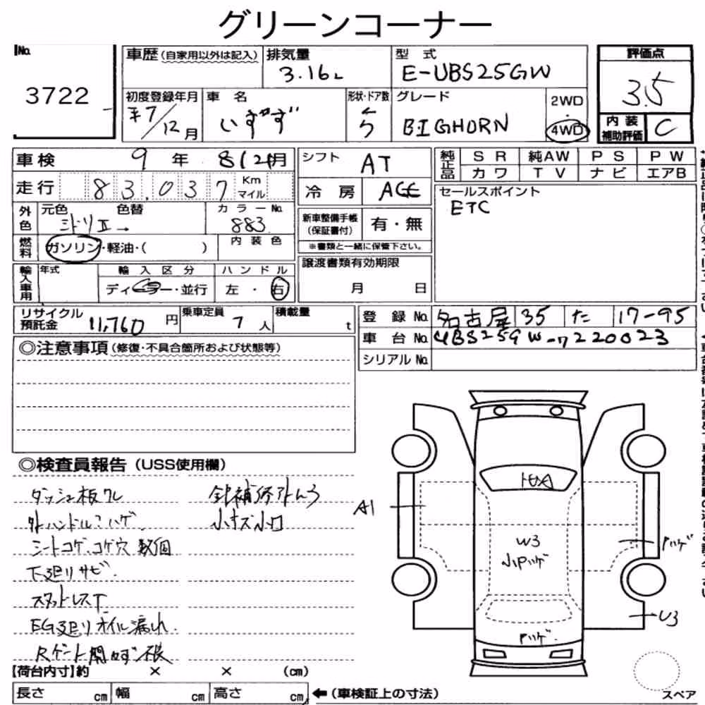 Notka aukcyjna: ISUZU BIGHORN 5D 4WD