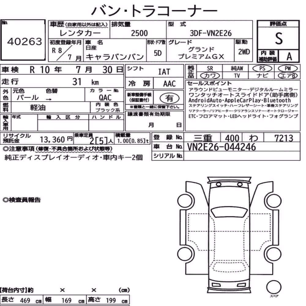 Notka aukcyjna: NISSAN CARAVAN VAN 5D GRAND PREMIUM GX