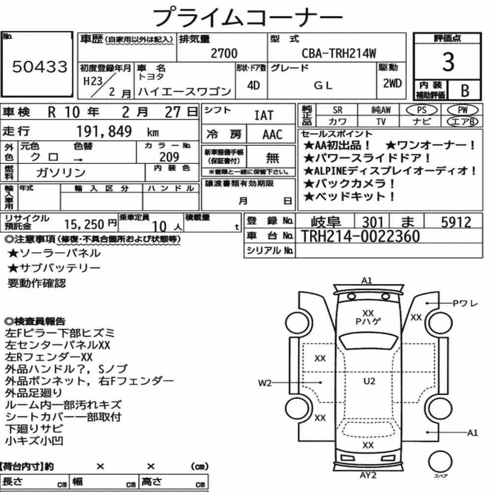 Notka aukcyjna: TOYOTA HIACE WAGON 4D GL