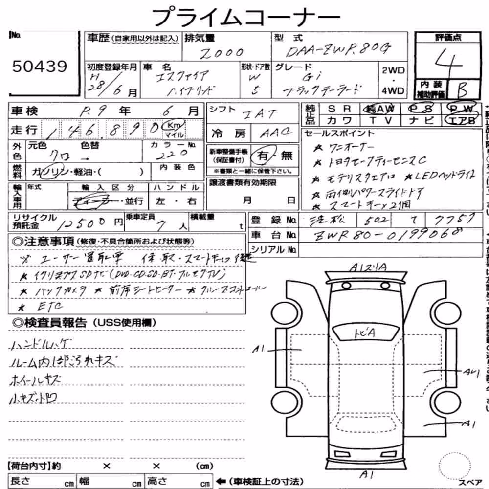 Notka aukcyjna: TOYOTA ESQUIRE HYBRID GI BLACK TAILORED