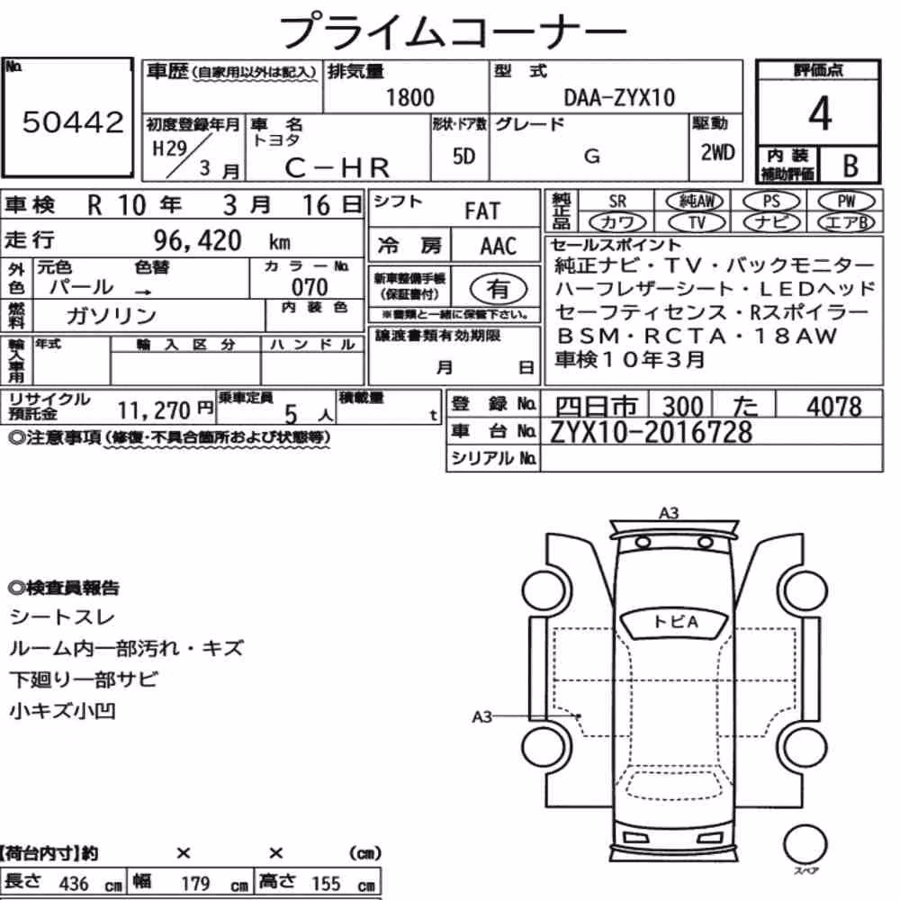 Notka aukcyjna: TOYOTA C-HR G
