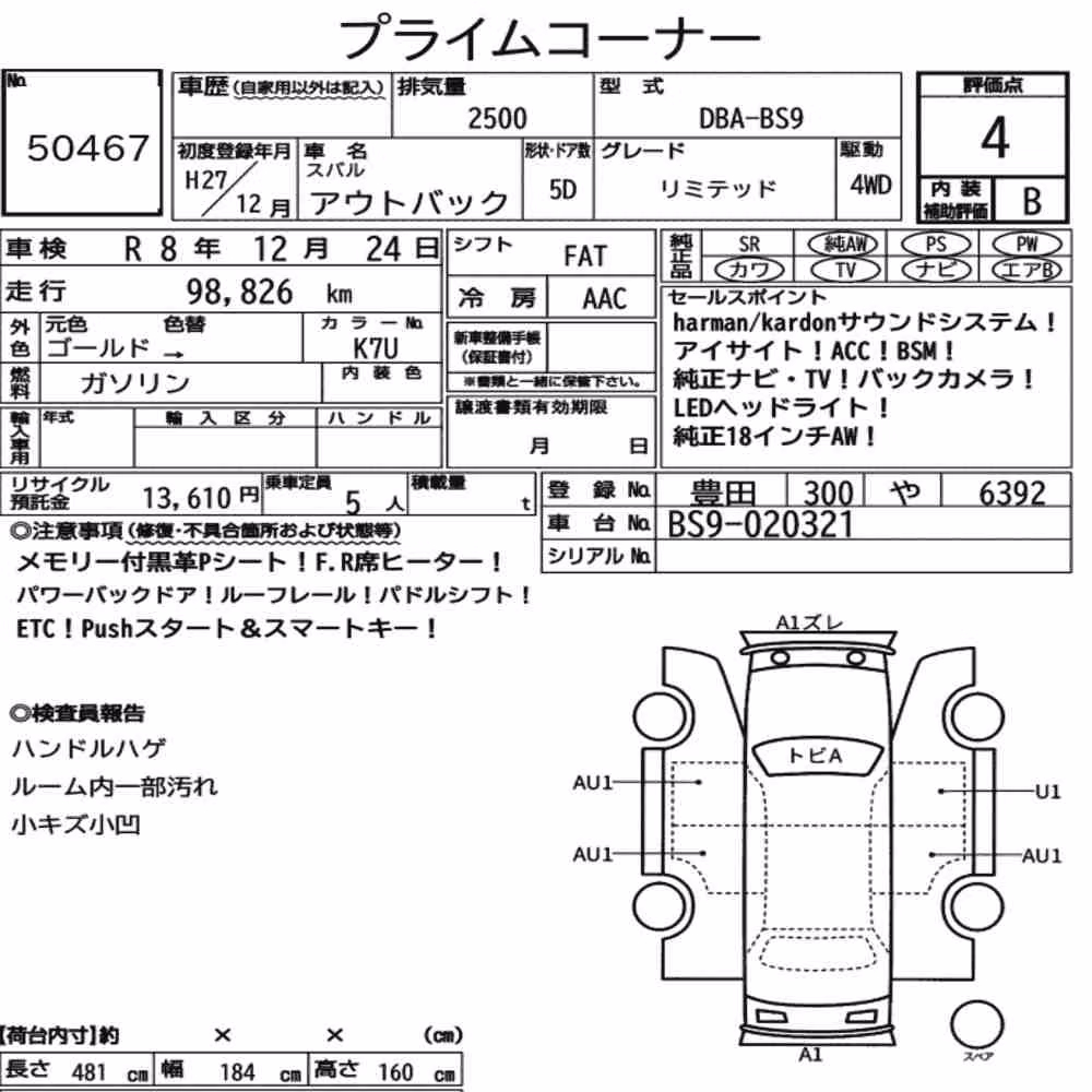 Notka aukcyjna: SUBARU OUTBACK 4WD LIMITED