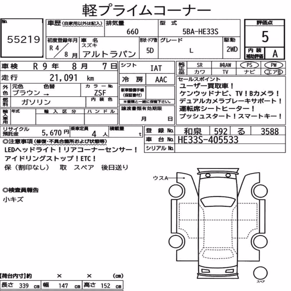 Notka aukcyjna: SUZUKI ALTO LAPIN L