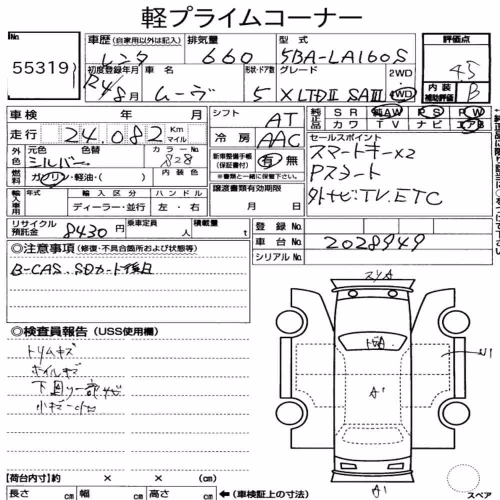 Notka aukcyjna: DAIHATSU MOVE 4WD X LIMITED2 SA3