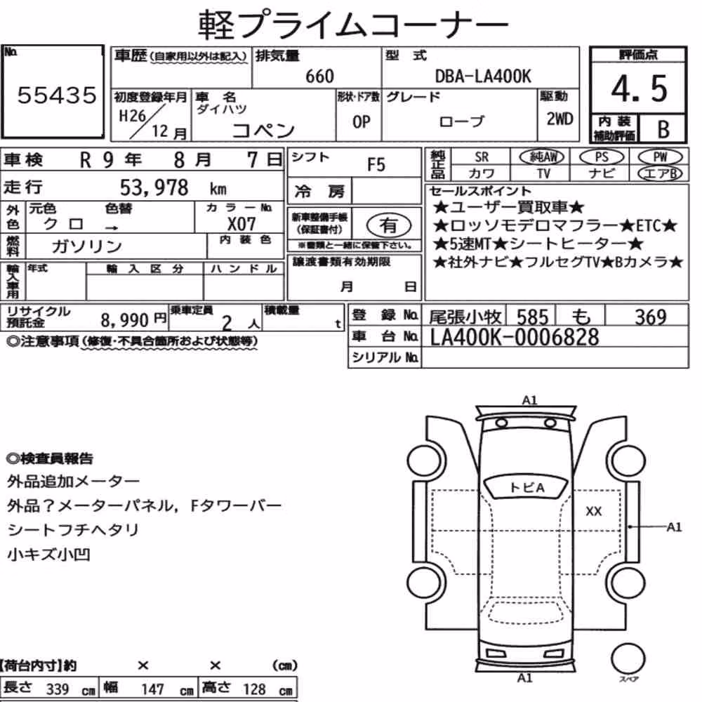 Notka aukcyjna: DAIHATSU COPEN OP ROBE