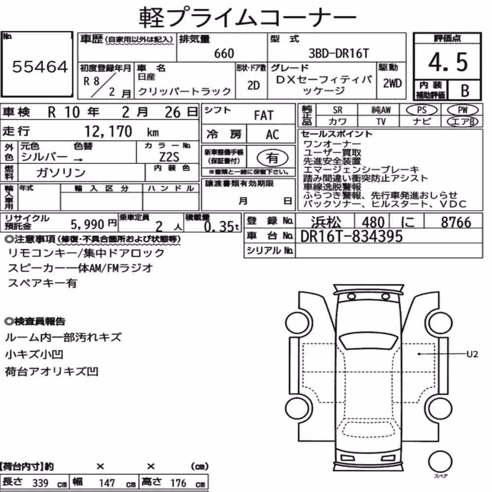 Notka aukcyjna: NISSAN CLIPPER TRUCK DX SAFETY PACKAGE