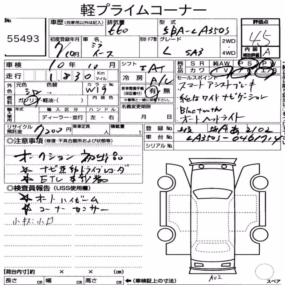 Notka aukcyjna: DAIHATSU MIRA E:S L SAⅢ