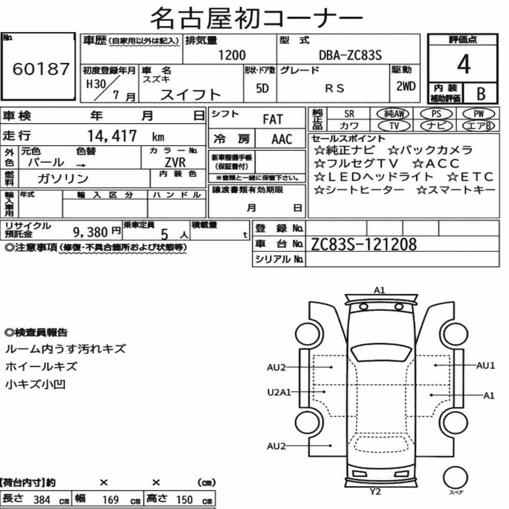 Notka aukcyjna: SUZUKI SWIFT 5D RS