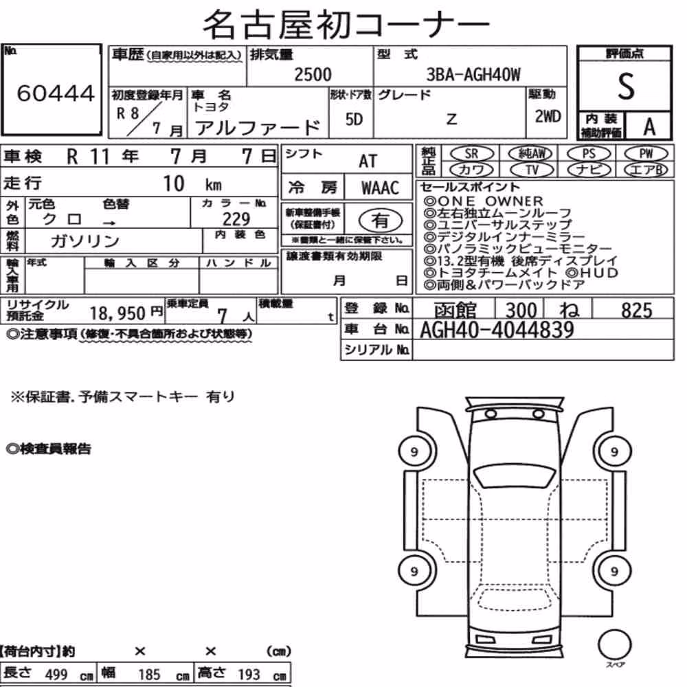 Notka aukcyjna: TOYOTA ALPHARD Z