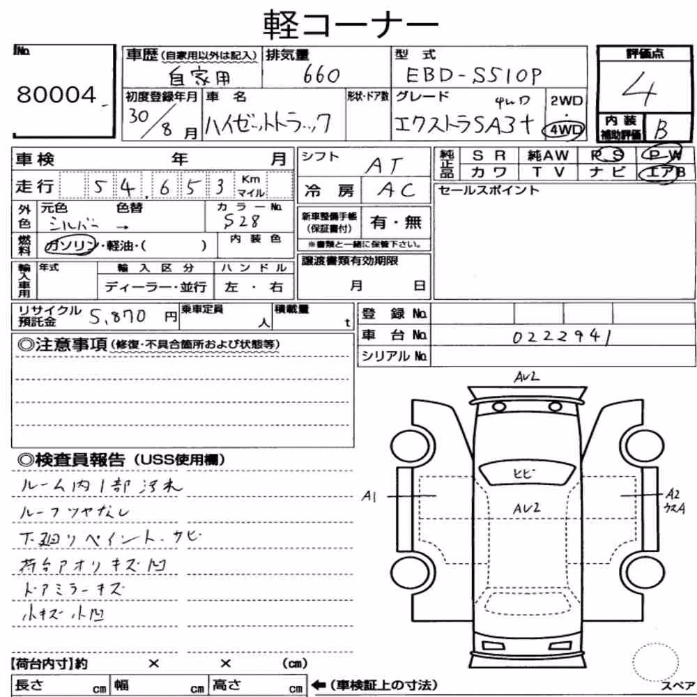 Notka aukcyjna: DAIHATSU HIJET TRUCK 4WD EXTRA SA ⅢT