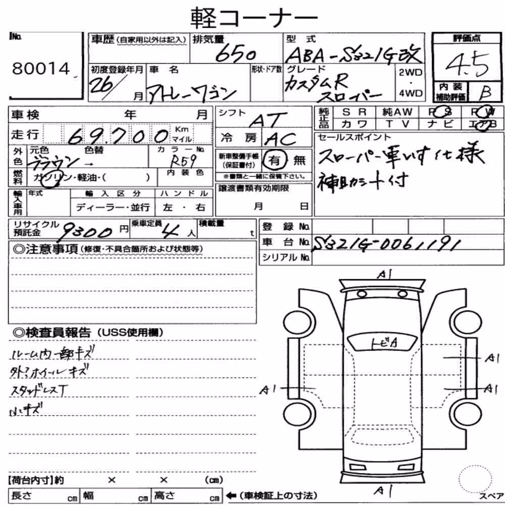 Notka aukcyjna: DAIHATSU ATRAI WAGON OTHERS