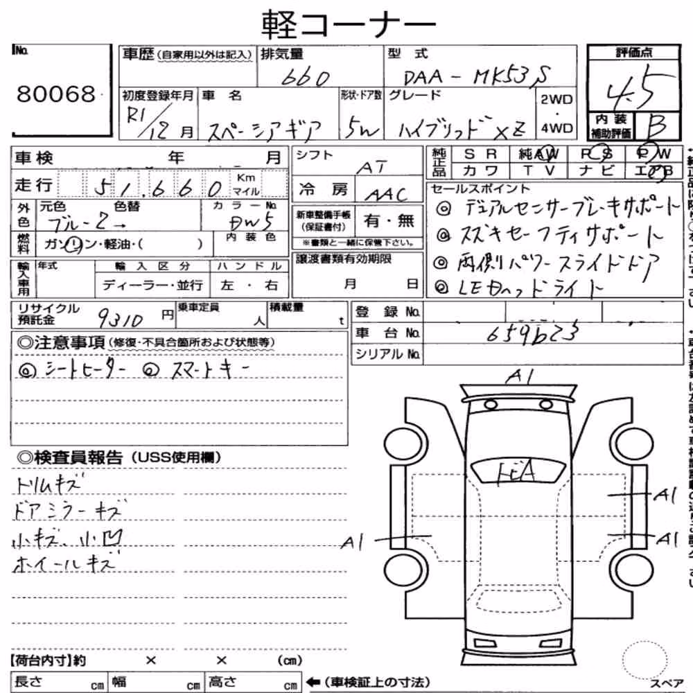 Notka aukcyjna: SUZUKI SPACIA GEAR HYBRID XZ