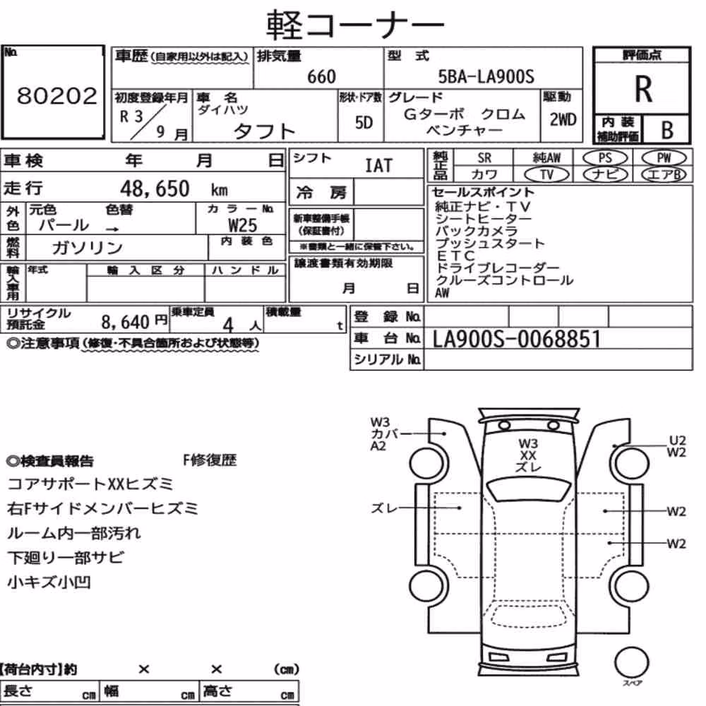 Notka aukcyjna: DAIHATSU TAFT G TURBO CHROME VENTURE