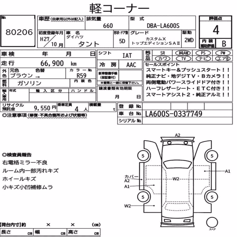 Notka aukcyjna: DAIHATSU TANTO CUSTOM X TOP EDITIONS SAⅡ